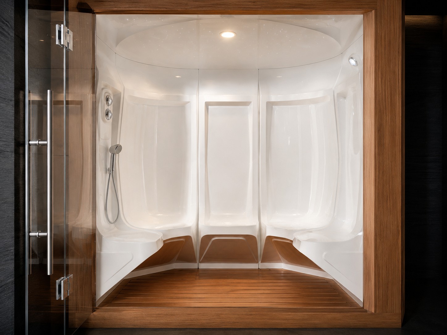 Traditional Dry Steam Sauna Custom Indoor Luxury Rock Salt Sauna Steam Room, Led Star Lights Corner Sauna view 04