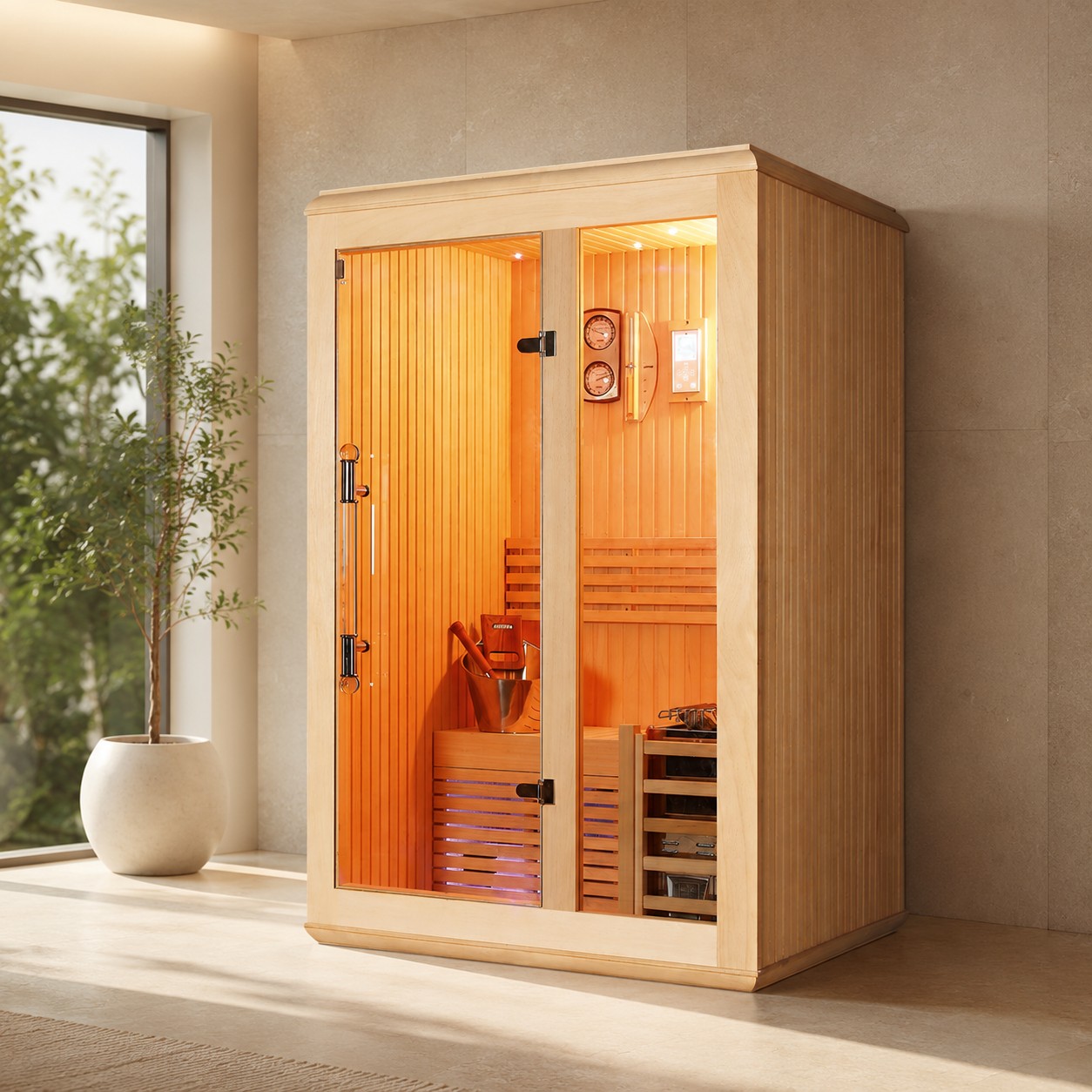 Traditional Style Indoor Wooden Infrared Dry Steam Sauna Room