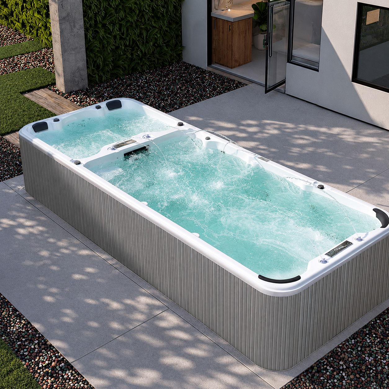 Whirlpool Massage Hot Tub Combine Pool Dual Zone Outdoor Swimming Pool Swim Spa