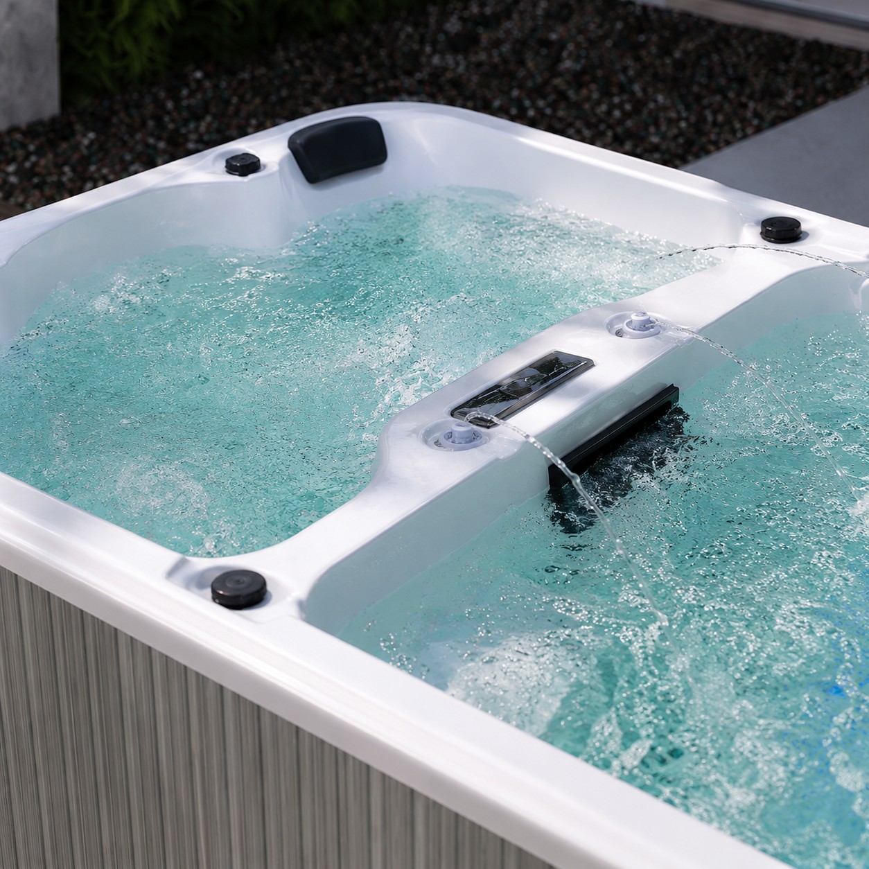 Whirlpool Massage Hot Tub Combine Pool Dual Zone Outdoor Swimming Pool Swim Spa view 04