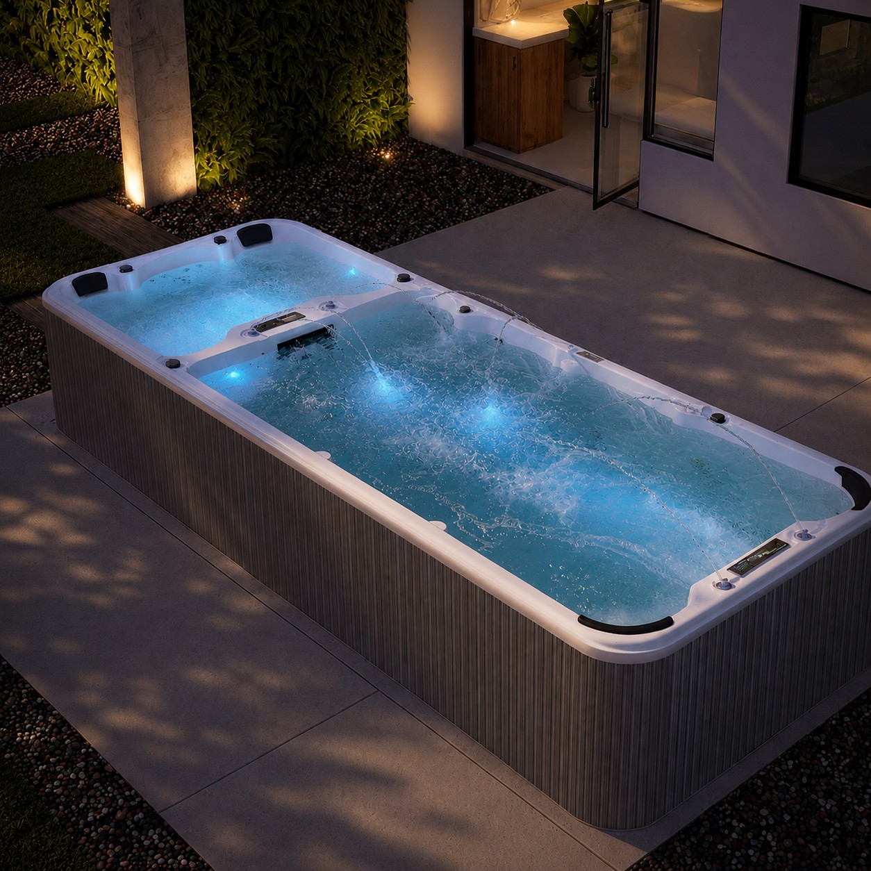 Whirlpool Massage Hot Tub Combine Pool Dual Zone Outdoor Swimming Pool Swim Spa view 06